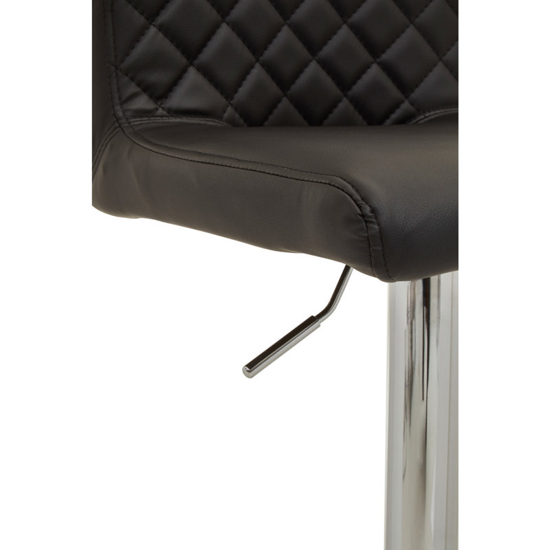 Wilksboro Swivel Upholstered Adjustable Height Counter Stool with Metal Frame, Black, Silver
