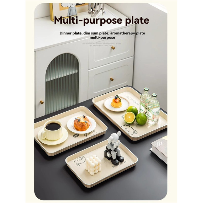 2 Pack  Rectangular Tray For Serving Breakfast, Fruits, Snacks, And Storing Water Cups And Tea Cups In Living Room, Coffee Table, Or Home Use