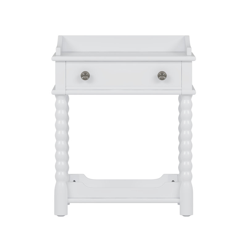Table de bout avec tiroir et tablettes, Blanc