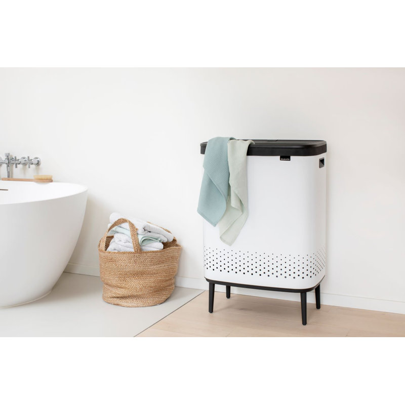 Brabantia Bo Dual Compartment Laundry Hamper 2 x 11.9 Gallon (23.8 Gallon Capacity), White