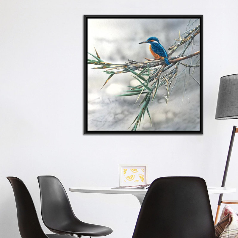 «Kingfisseur», impression sur toile, H 26 po x l 26 po x P 1,5 po, Toile encadrée noire, Pas de tapis