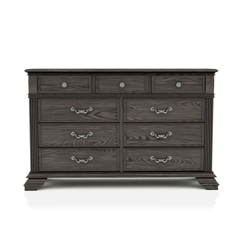Commode 9 tiroirs Adames, Gris