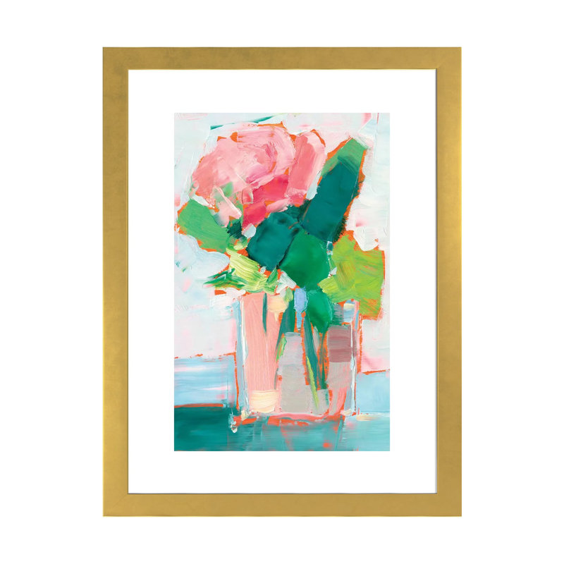 «Cut Flowers II» par Ethan Harper - reproduction d'art, Blanc, H 24 po x l 16 po x P 1 po, Papier encadré doré