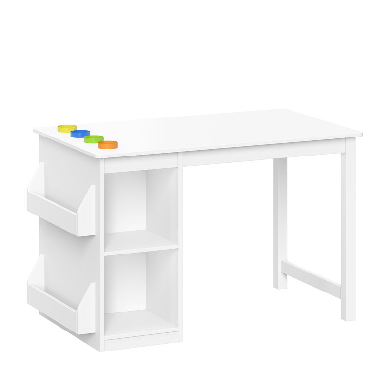 White Minimalist Children's Activity Table with Storage Bins