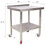 Table de préparation en acier inoxydable, table de travail en métal robuste de 30 po x 24 po x 35 1/2 po, capacité de charge de 440 lb avec tablette de dosseret réglable et 4 roulettes, poste de travail commercial pour restaurant de cuisine-130070820