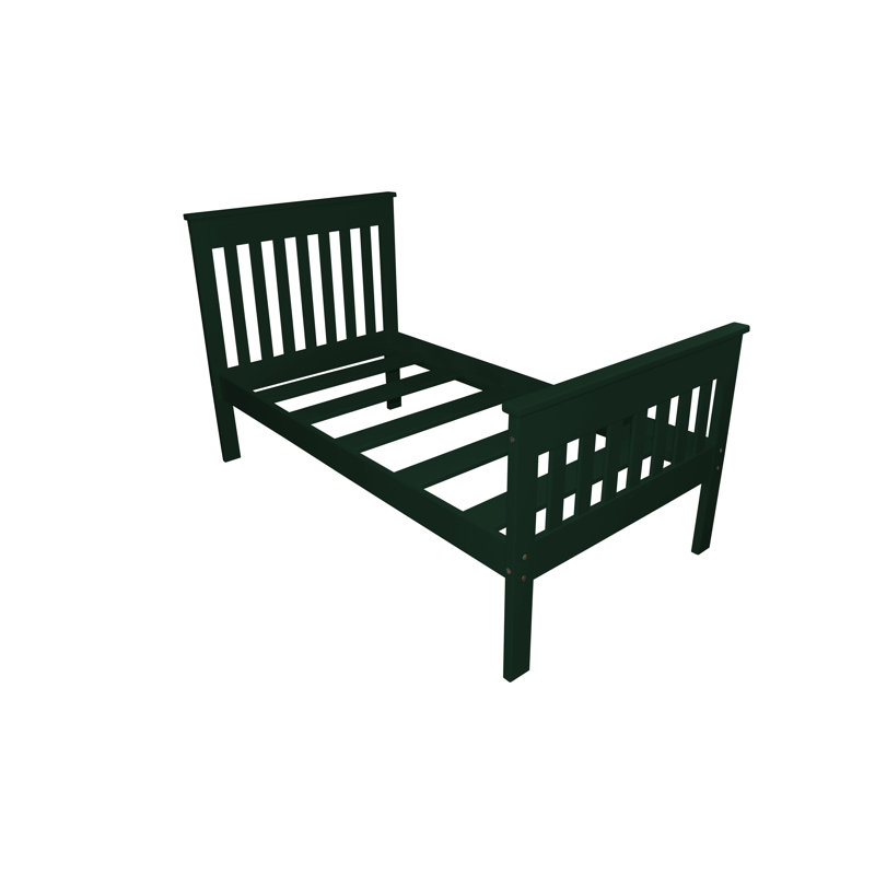 Harmony Home Collection Unfinished Solid Wood Slat Bed, Twin, Dark Green