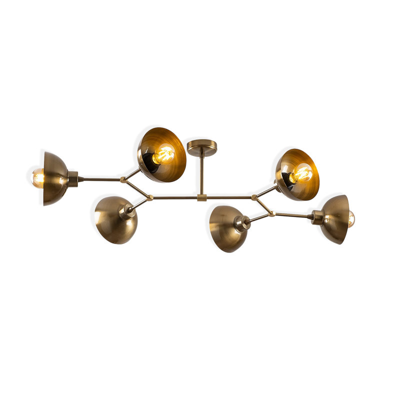 6 Lights Metal Body Semi Flush Mount, Vintage