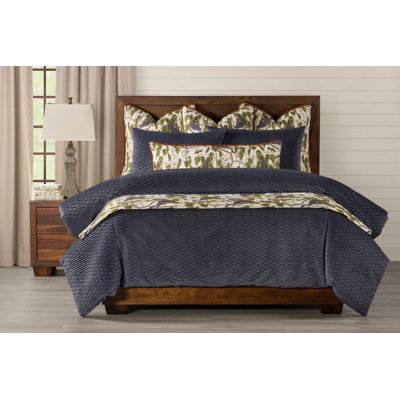 Pleated Velvet Blue Stone Duvet Cover & Insert Set