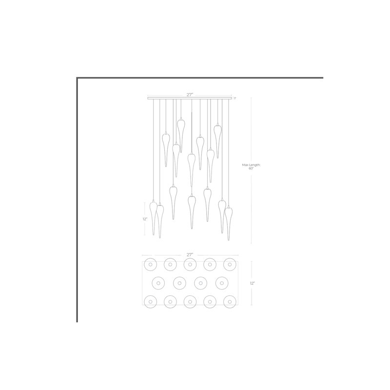 Icicle 14 - Light Pendant, Black, 60" H x 27" W x 12" D, Honey/Funnel