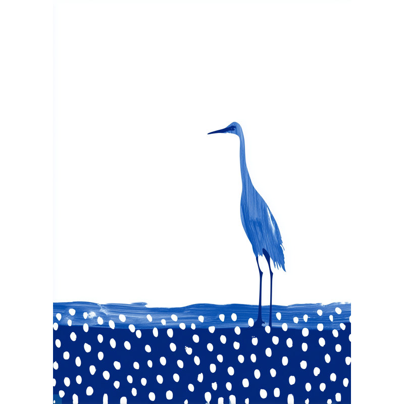 Indigo Minimal Heron, art mural sur toile tendue