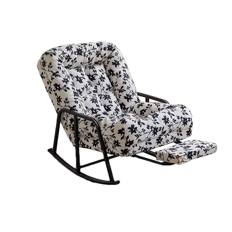 Chaise berçante ergonomique en velours côtelé, Noir / blanc