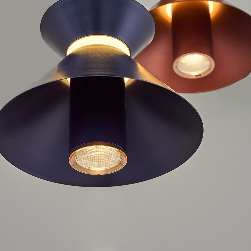 Lustre élégant en métal avec couvercle en verre opale Cassen, 13,8 po de diamètre x 47,2 po de hauteur | 1 x DEL 35 W (3 000 K, 3 500 Lm) | Assemblé, classé IP20, bleu élégant, brun et blanc | Parfait pour la salle à manger et les espaces de vie