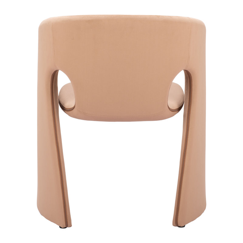 Tan Upholstered Metal Arm Chair