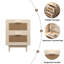Rattan Nightstand, Wood End Table, Side Table With 2 Faux Rattan-Decorated Drawers