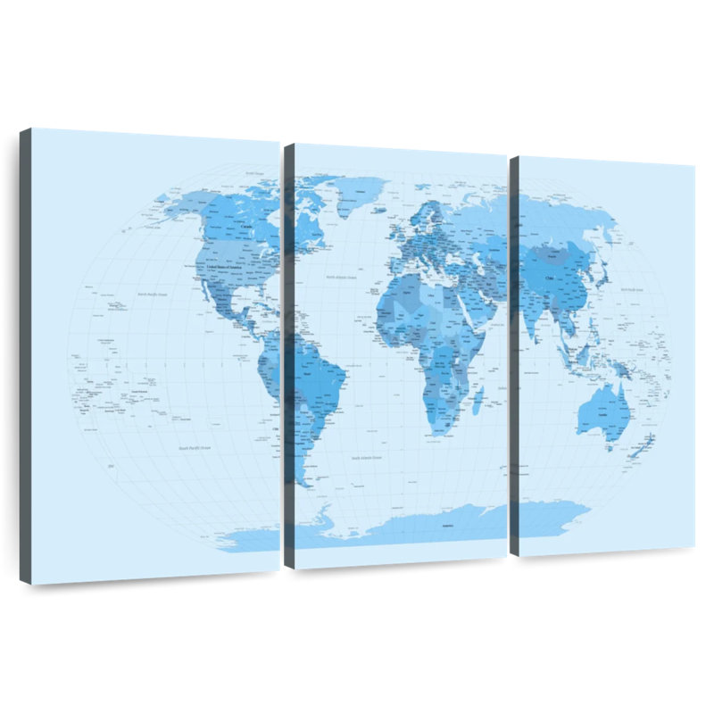 World Map Blues, H 20 po x l 33 po