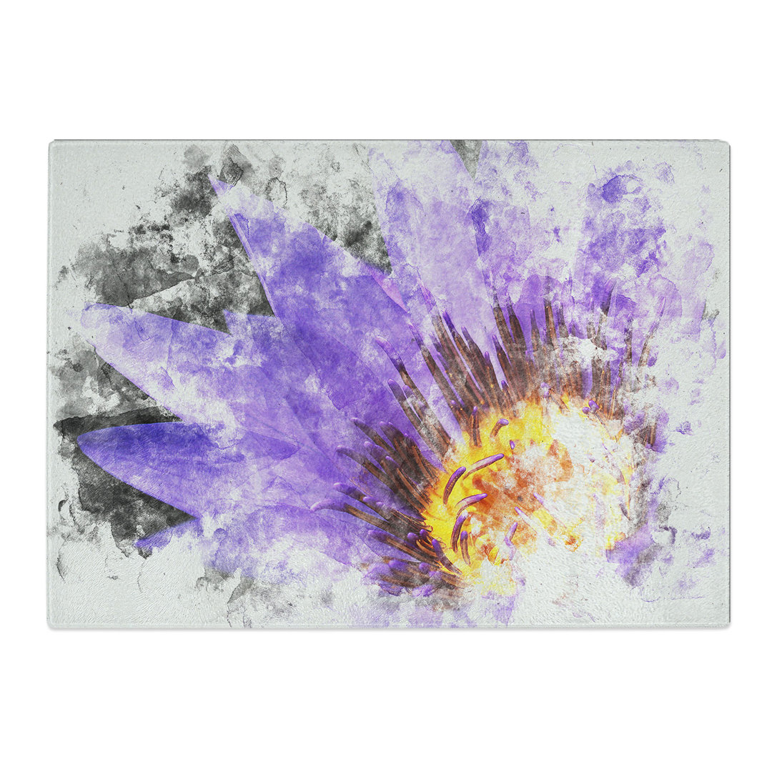 Tempered Glass Purple Water Lily Chopping Board