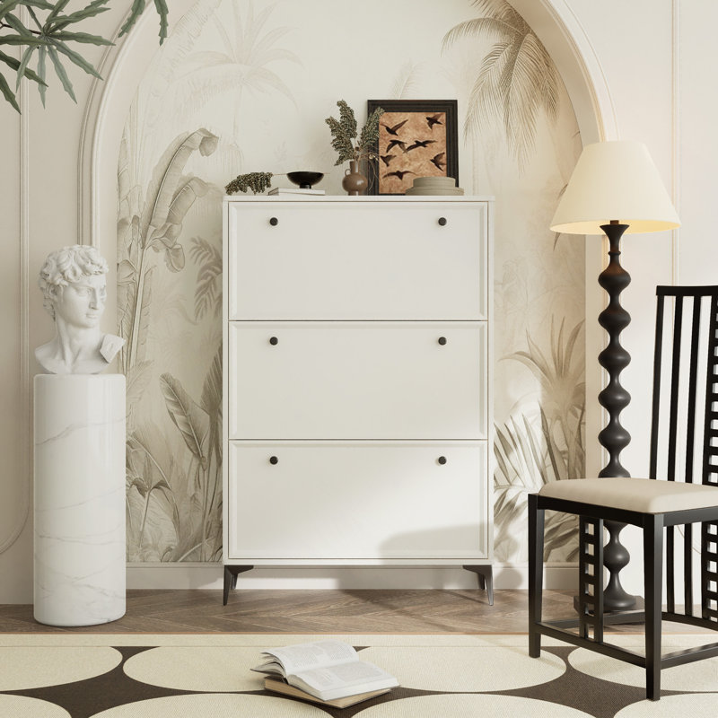 Rangement à chaussures 24 paires, H 46,85 po x l 31,5 po x P 9,45 po, Blanc lustré