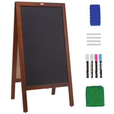 Panneau A, cadre, panneaux de trottoir à double face, tableau noir en bois sur pied avec craies et gomme magnétique, panneau sandwich d'extérieur brun rustique, 20 po x 40 po, mariage à domicile