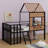 Metal Loft Bed With Roof, Window, Guardrail, Ladder-156788260