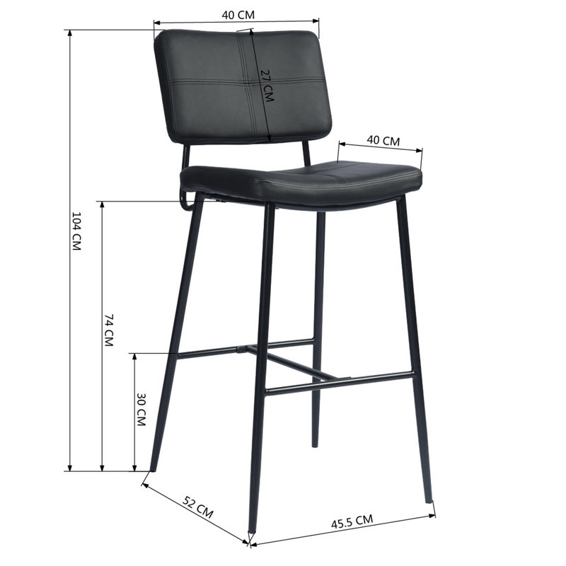 Yelton Upholstered Counter Stool with Metal Frame, Black