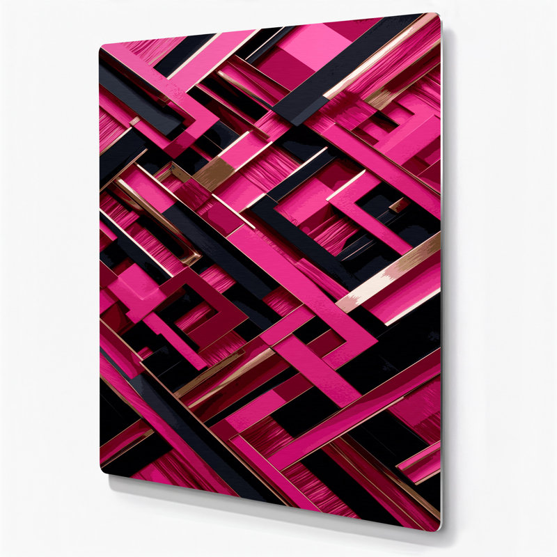 «Abstract Shapes» 69, art mural en métal mauve, H 11 po x l 14 po