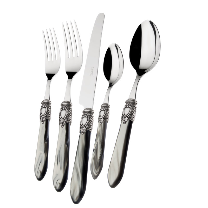 Bugatti Italy Oxford Stainless Steel Flatware Set, Silver/Grey