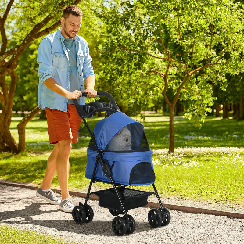 Clifton Foldable Pet Stroller, Blue