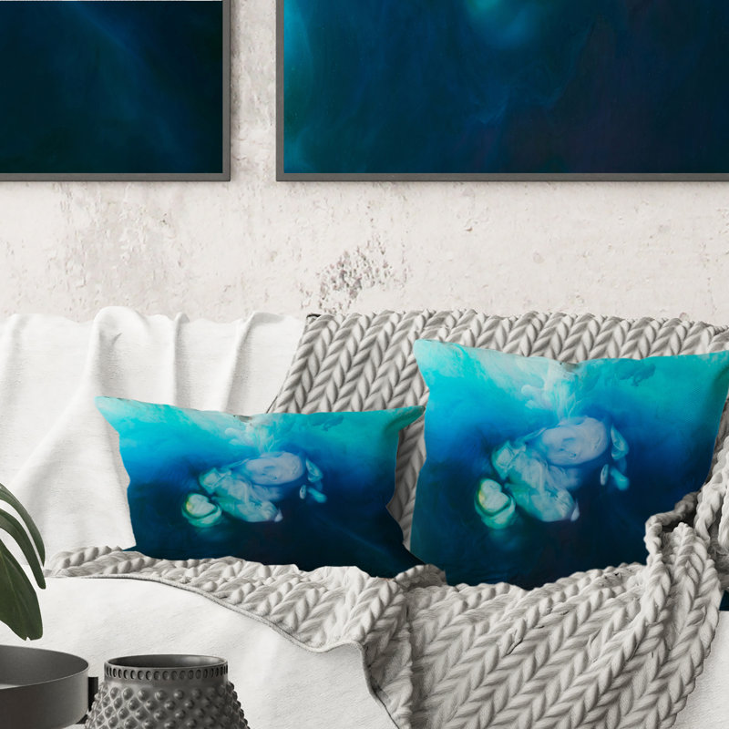 Coussin décoratif bleu clair et turquoise en bleu et turquoise, 18 po x 18 po