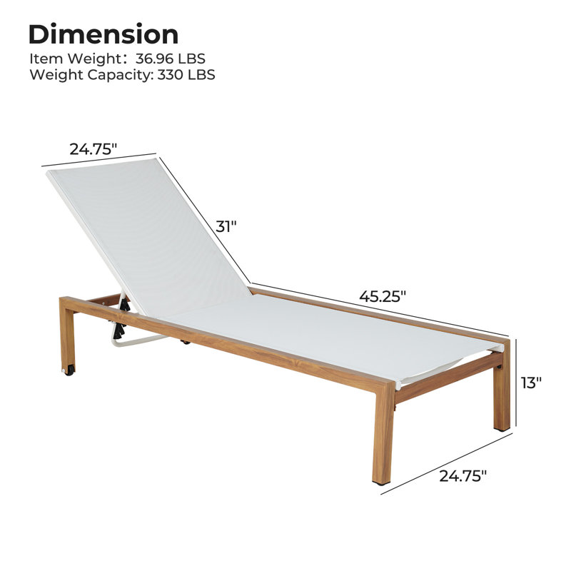 Chaise longue d'extérieur en métal Bannock, Bois de teck