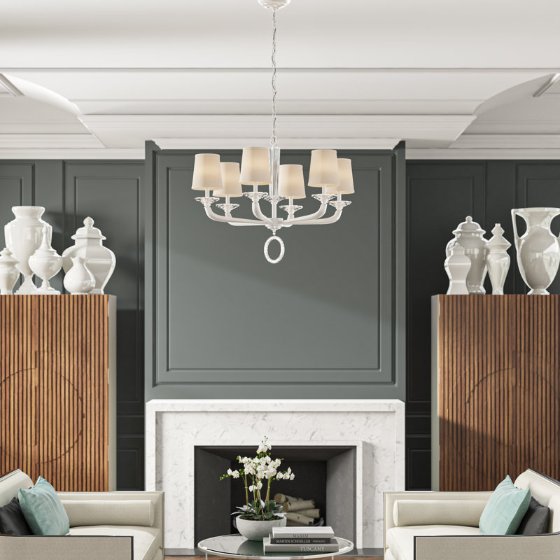 Emilea 6 - Light Glass Chandelier, Heirloom Gold