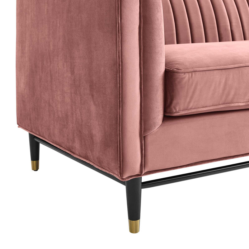 Devote Channel Tufted Performance Velvet Loveseat, Dusty Rose Velvet