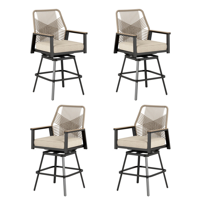 Tabouret de bar de patio avec pivot et coussin, 4
