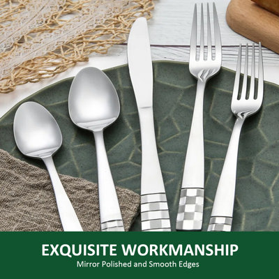 Ensemble de couverts 40 pièces en acier inoxydable 40 pièces pour 8 personnes | Argenterie moderne pour les repas de tous les jours et formels