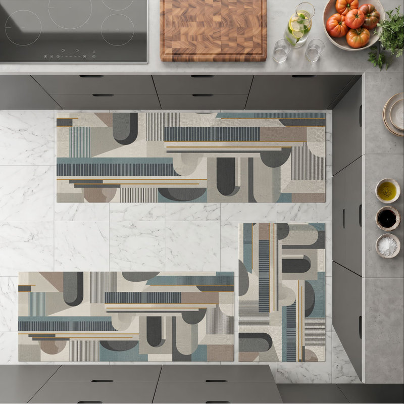 Tapis de cuisine géométriques antidérapants lavables