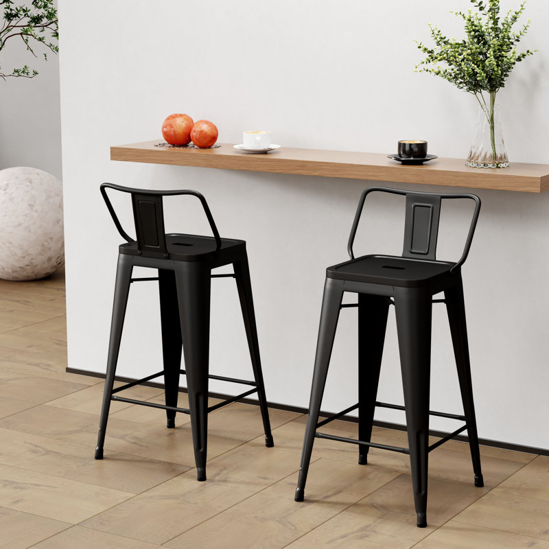 Metal Counter And Bar Stools, Matte Black, Counter Stool (24" Seat Height)