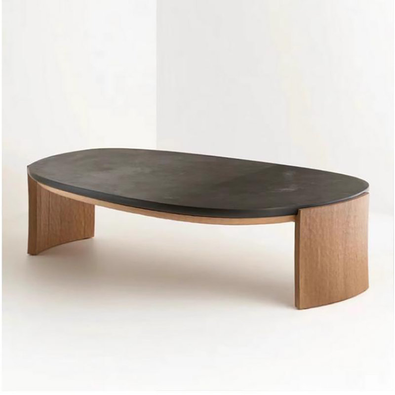 American oval rock table, 16.1" H x 47.2" L x 33.5" W