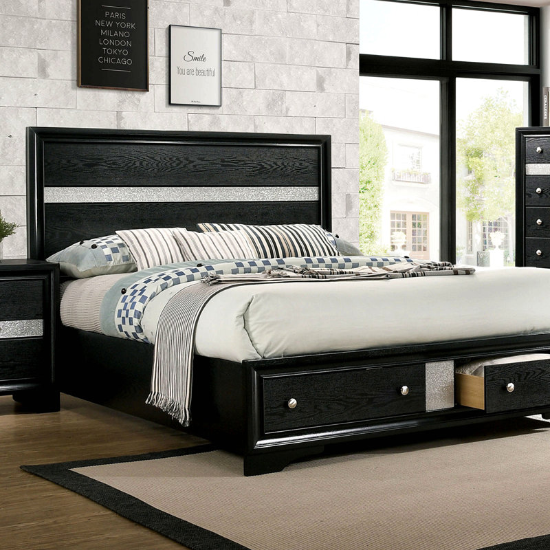 1pc lit grand contemporain noir 1pc