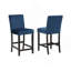 Ensemble de salle à manger à hauteur de comptoir 5 pièces Carré Table en faux marbre blanc Velours bleu rembourré Têtes de clou capitonnées Mobilier de salle à manger en bois noir-739824355-739824358