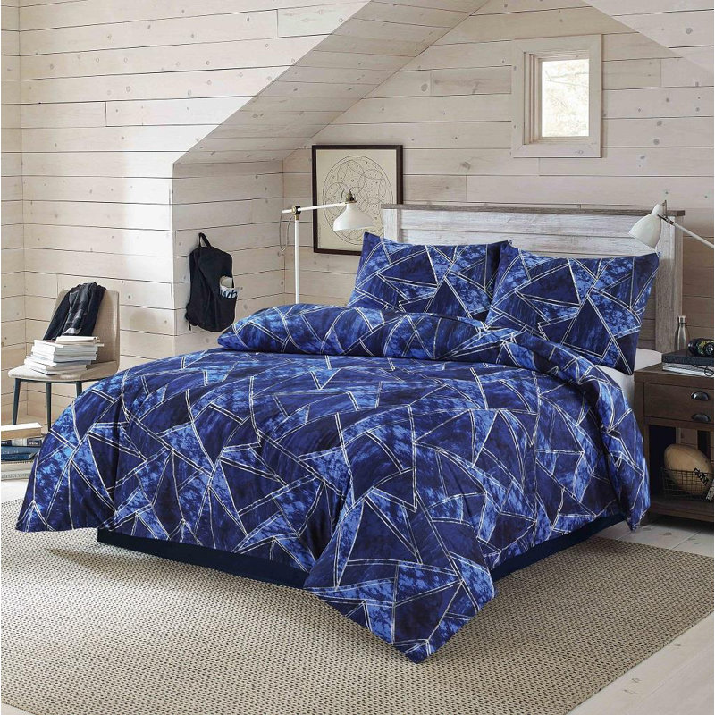 Aruni Cotton Blend Geometric Shapes Duvet Cover Set with Pillowcases Included, Super King - 2 Standard Pillowcases
