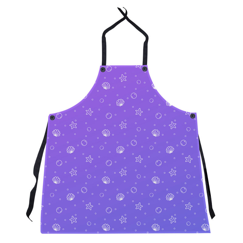 Tablier à motif coquillage, Bleu / Mauve
