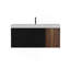 Meuble-lavabo mural de 48 po avec lavabo à surface solide brillante et tiroirs noirs doux, meuble-lavabo mural flottant pour salle de bain moderne, sans drain ni robinet