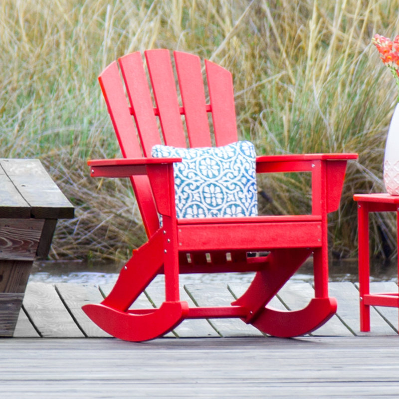 POLYWOOD Palm Coast Adirondack Rocking Chair, Sunset Red