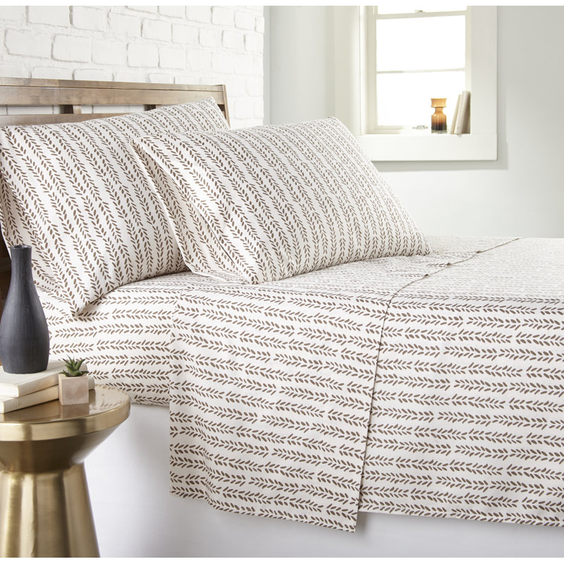 Ensemble de draps en microfibre Southshore, Drap pour lit simple TG + drap-housse + 1 taie d'o, Brun blanc cassé