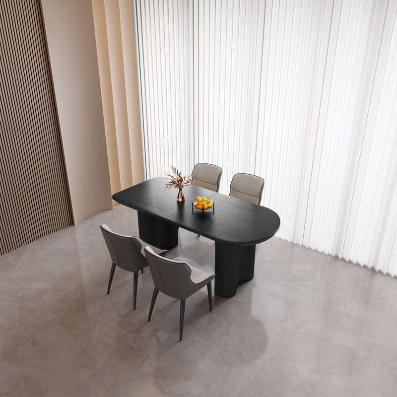 Pearlena 62.99" Modern Rectangle Black Dining Table Set with 4 Chairs for Kitchen, Bar, Living Room