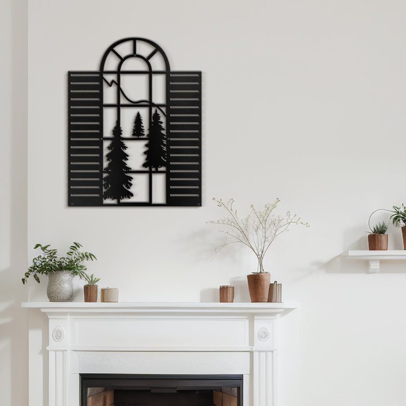 Décoration murale abstraite décorative murale en pin, Noir, H 18 po x l 14,06 po x P 0,05 po