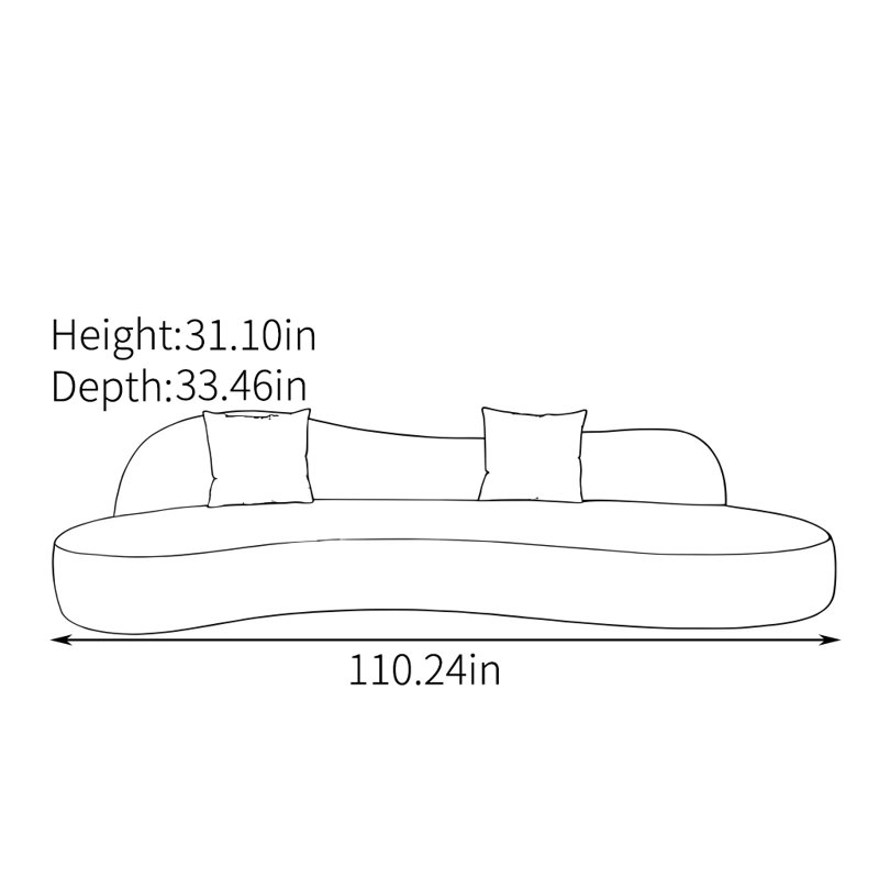 Canapé européen, H 31,1 po x l 110,24 po x P 33,46 po