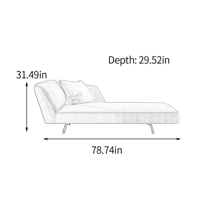 Bedroom Sofa Faux Leather Indoor Chaise Lounges, Orienté à gauche (vu de face), Orange