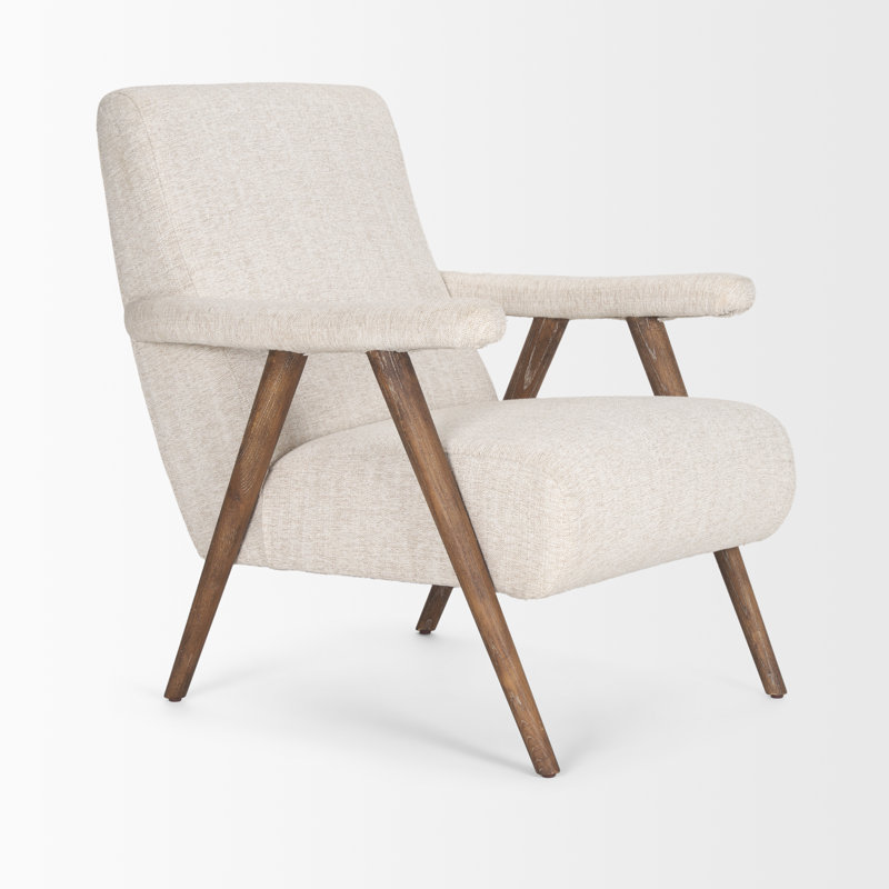 Fauteuil rembourré avec pieds en bois massif Mahzie