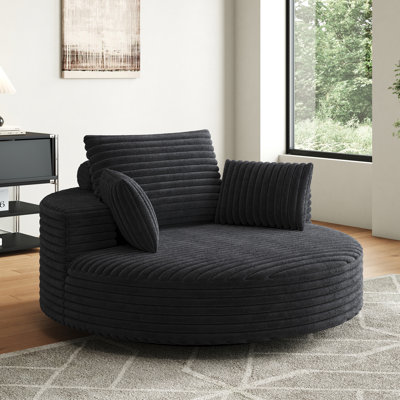 360 Degree Swivel Single Fluffy Sleeper Corduroy Chenille Chair For Living And Lounge With Easy Installation Pillow 55''L Foam Bedroom Projection Room Effort - Less