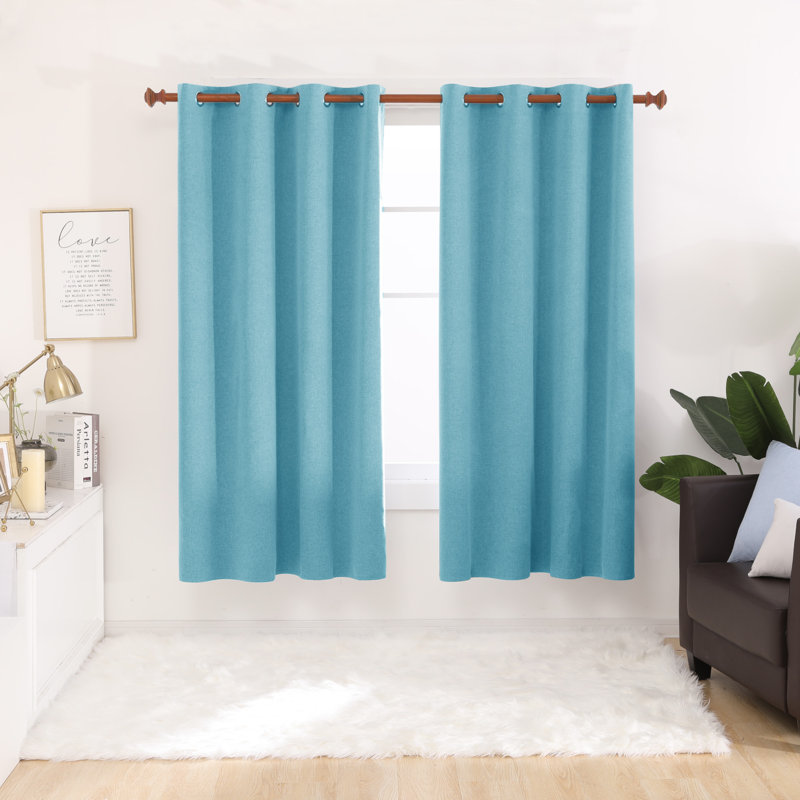 Rideaux 100% lin occultant Riey, L 52 po x L 63 po, Turquoise